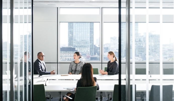 Executives glass office